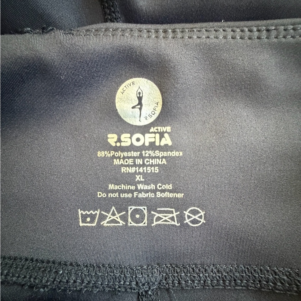 R Sofia Athletic Women’s High-Waist Black Bike Shorts - Picture 4 of 4